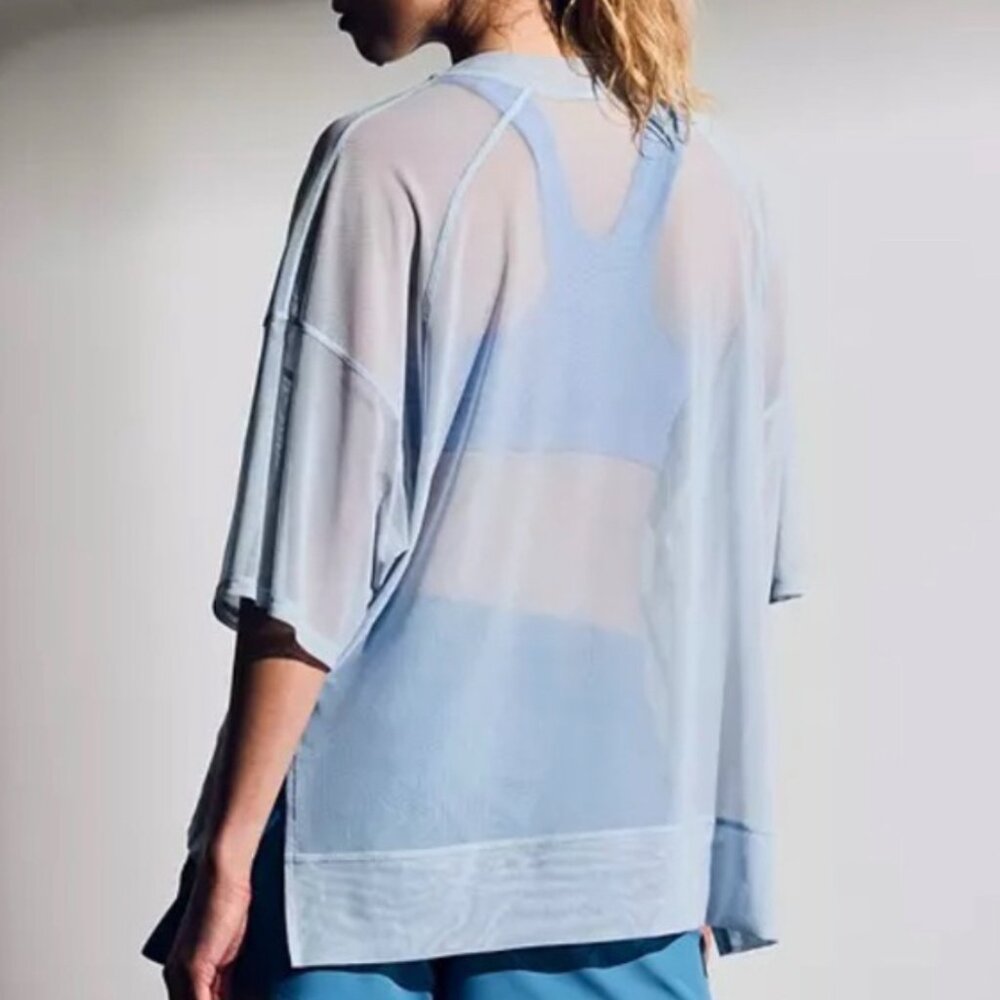 Calia Women's Oversized MEsh Tee in Pale Blue NWT - Picture 2 of 10